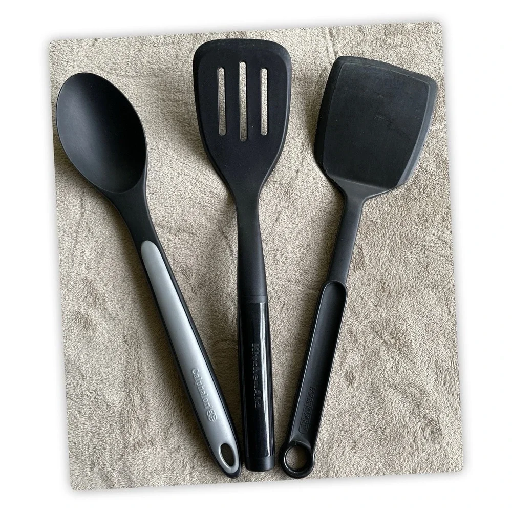KitchenAid Farberware Calphalon Cooking Utensil Lot Spoon Spatulas 3 Pc Set